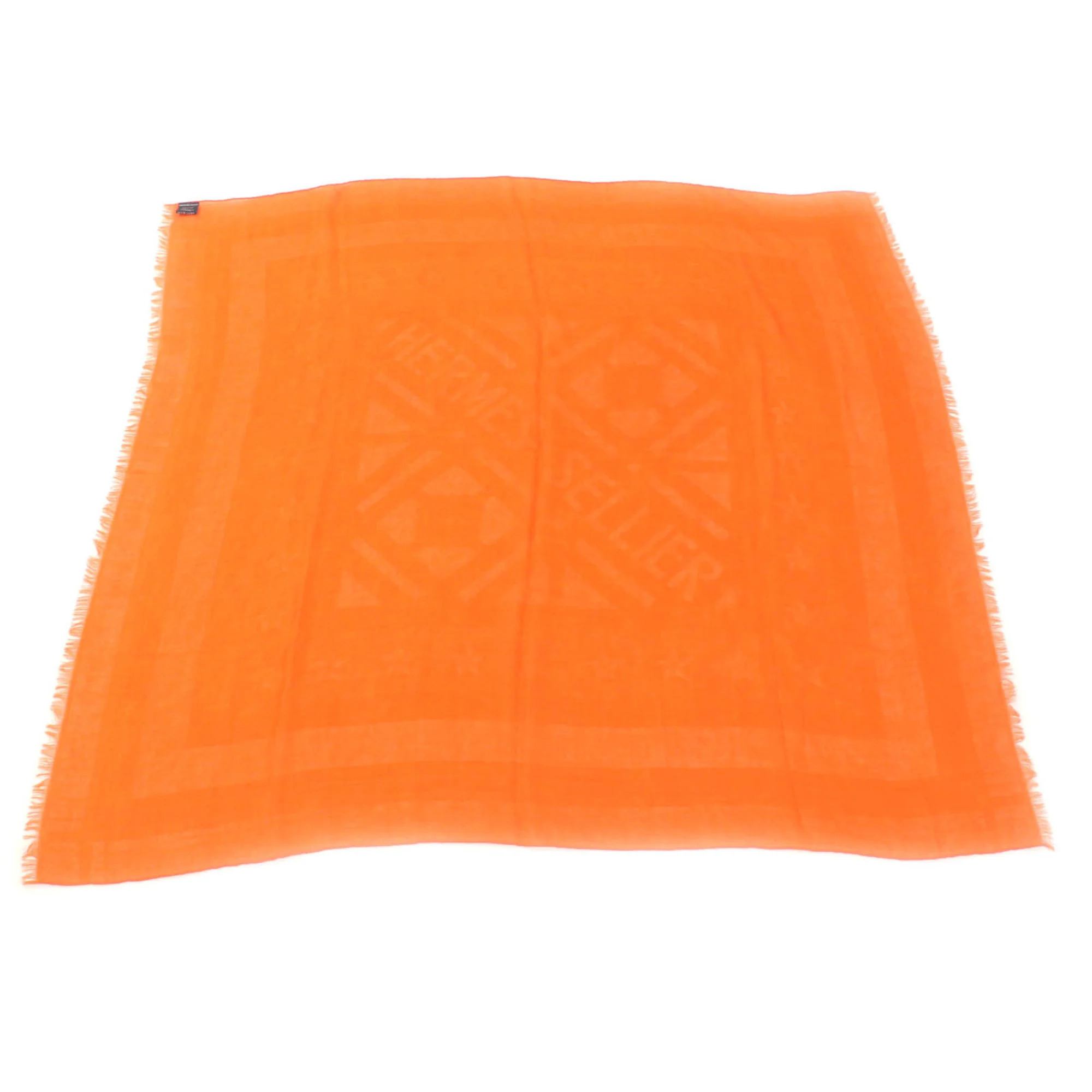 Hermes Authentic Orange Silk Scarf